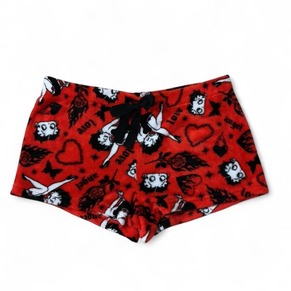 Betty Boop Red Plush Shorts Lounge Sleep Pajama XL Flirty Cartoon Character